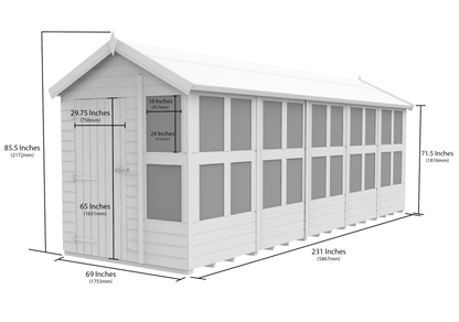 Elmstead Apex Potting Shed Dimensional Drawings
