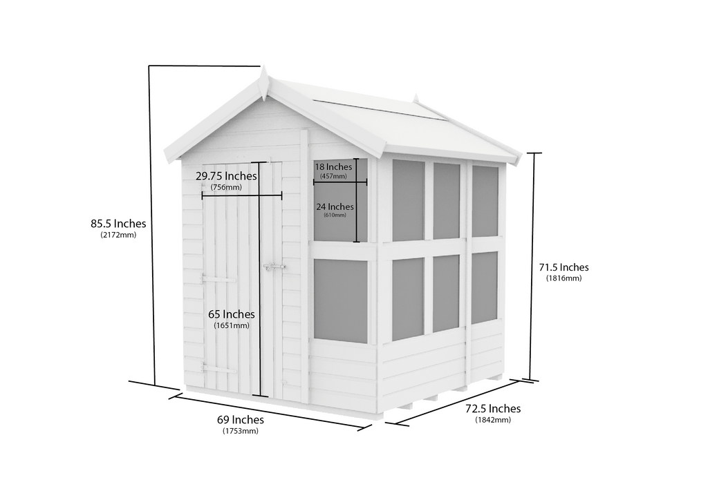 Elmstead Apex Potting Shed Dimensional Drawings