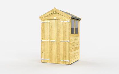 Elmstead Apex Shed Double Door With Windows External View