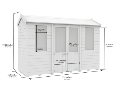 Elmstead Apex Summerhouse Dimensional Drawings