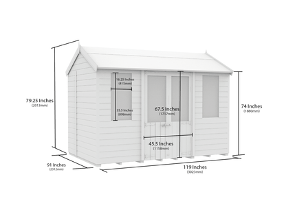 Elmstead Apex Summerhouse Dimensional Drawings