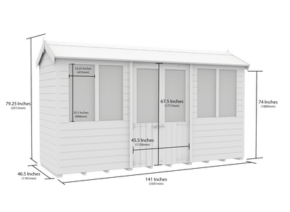 Elmstead Apex Summerhouse Dimensional Drawings