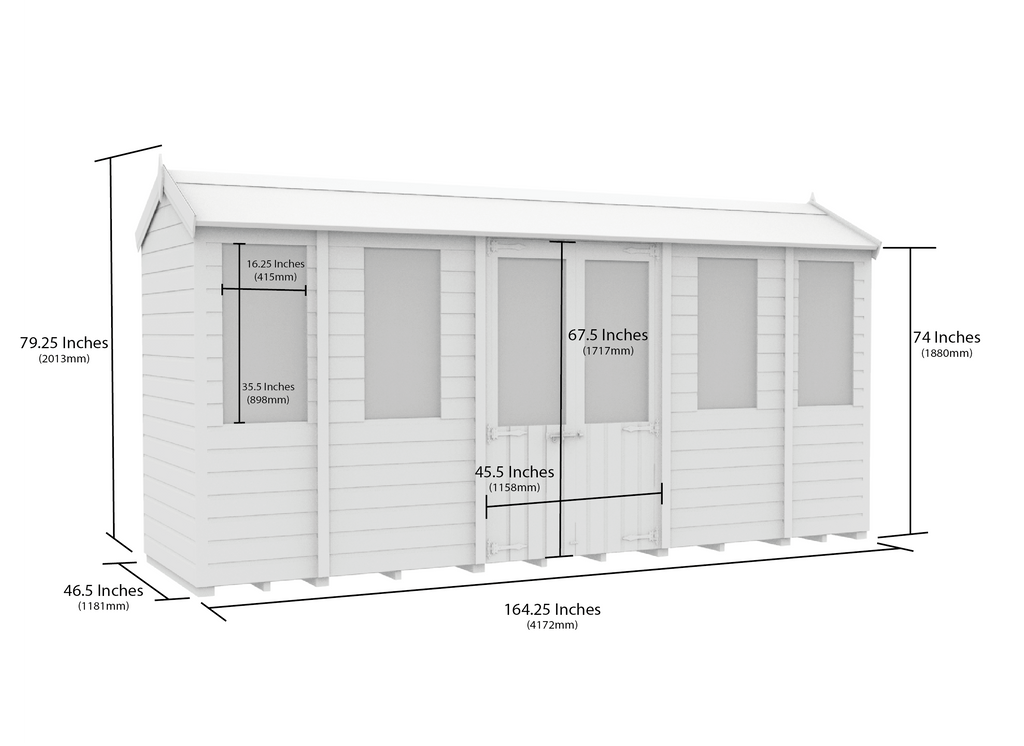 Elmstead Apex Summerhouse Dimensional Drawings