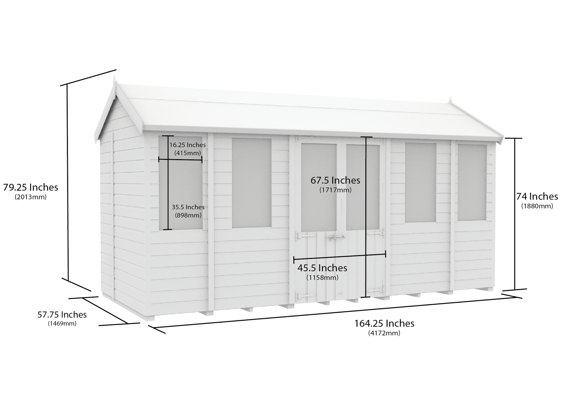 Elmstead Apex Summerhouse Dimensional Drawings