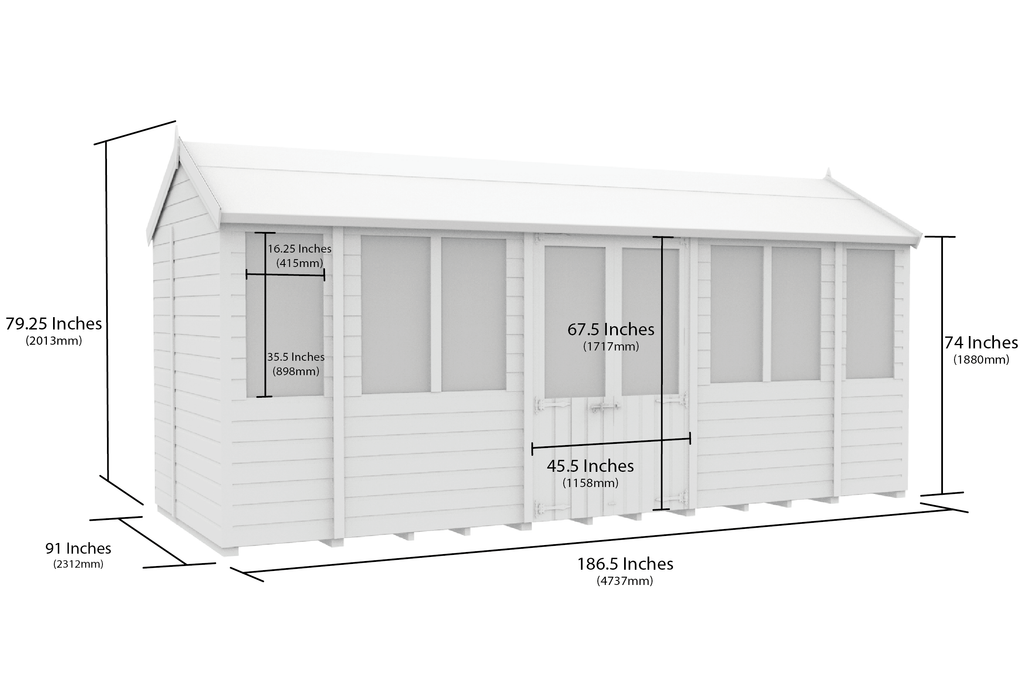 Elmstead Apex Summerhouse Dimensional Drawings