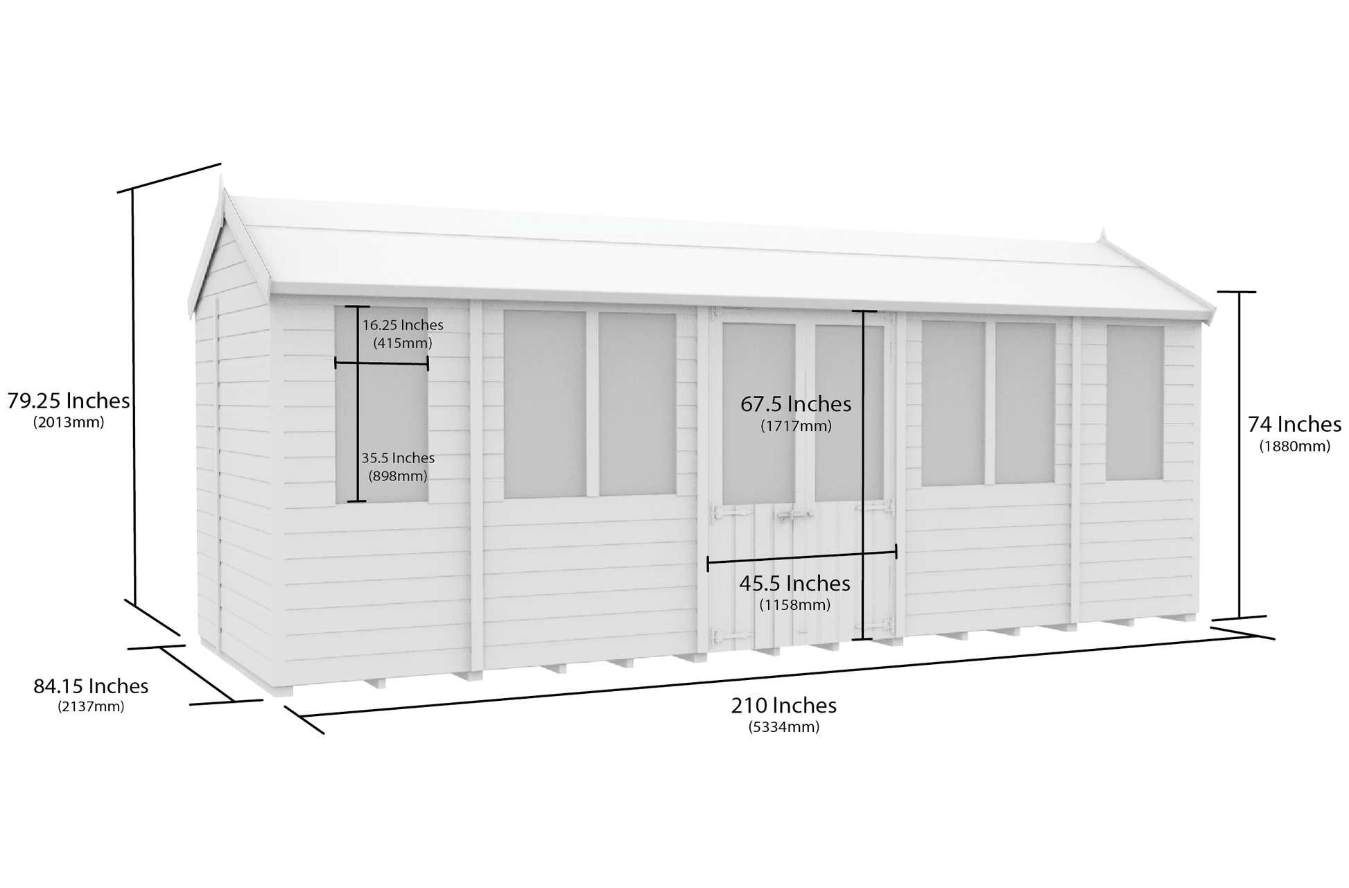 Elmstead Apex Summerhouse Dimensional Drawings