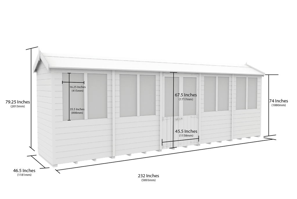 Elmstead Apex Summerhouse Dimensional Drawings