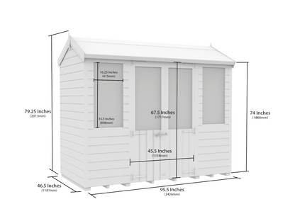 Elmstead Apex Summerhouse Dimensional Drawings