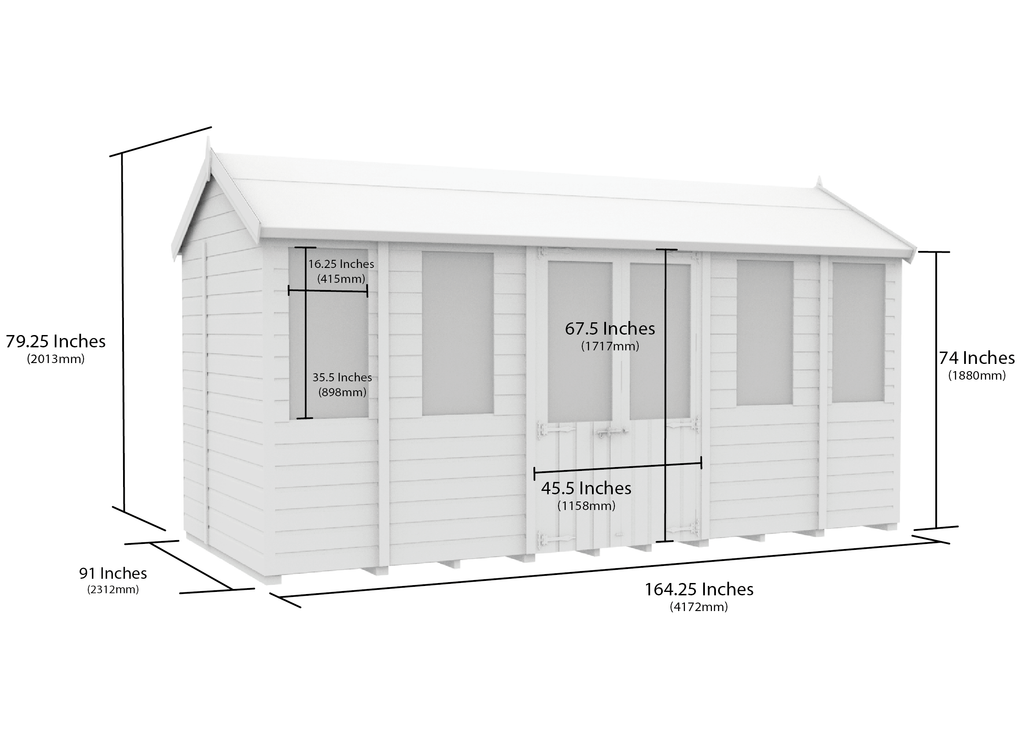Elmstead Apex Summer Shed Dimensional Drawings