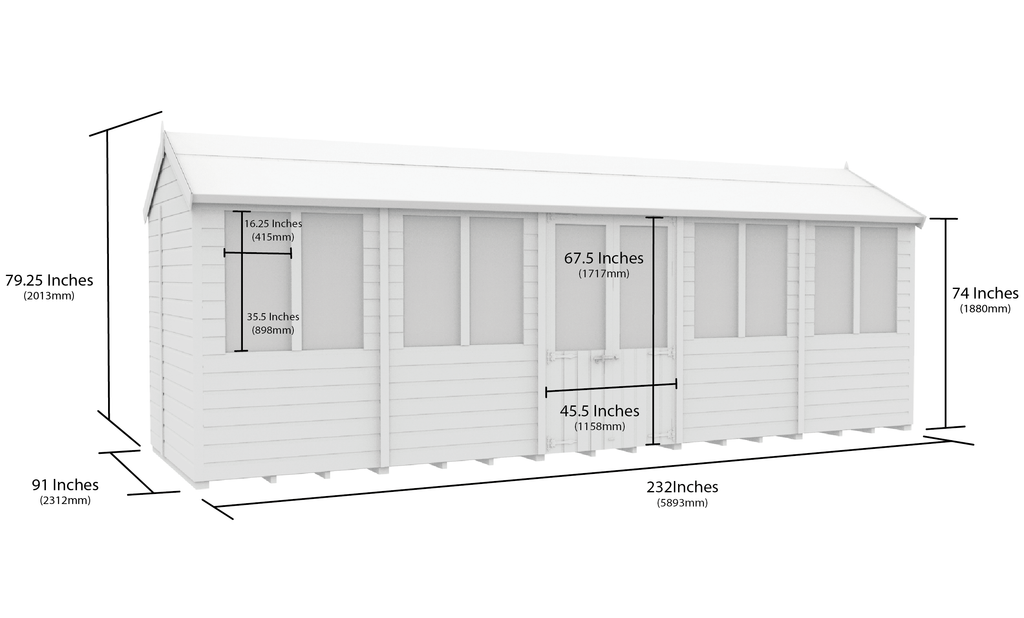 Elmstead Apex Summer Shed Dimensional Drawings