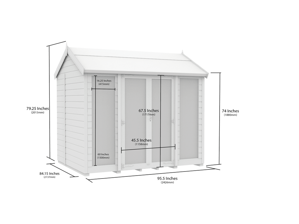 Elmstead Apex Summerhouse Full Height Windows Dimensional Drawings