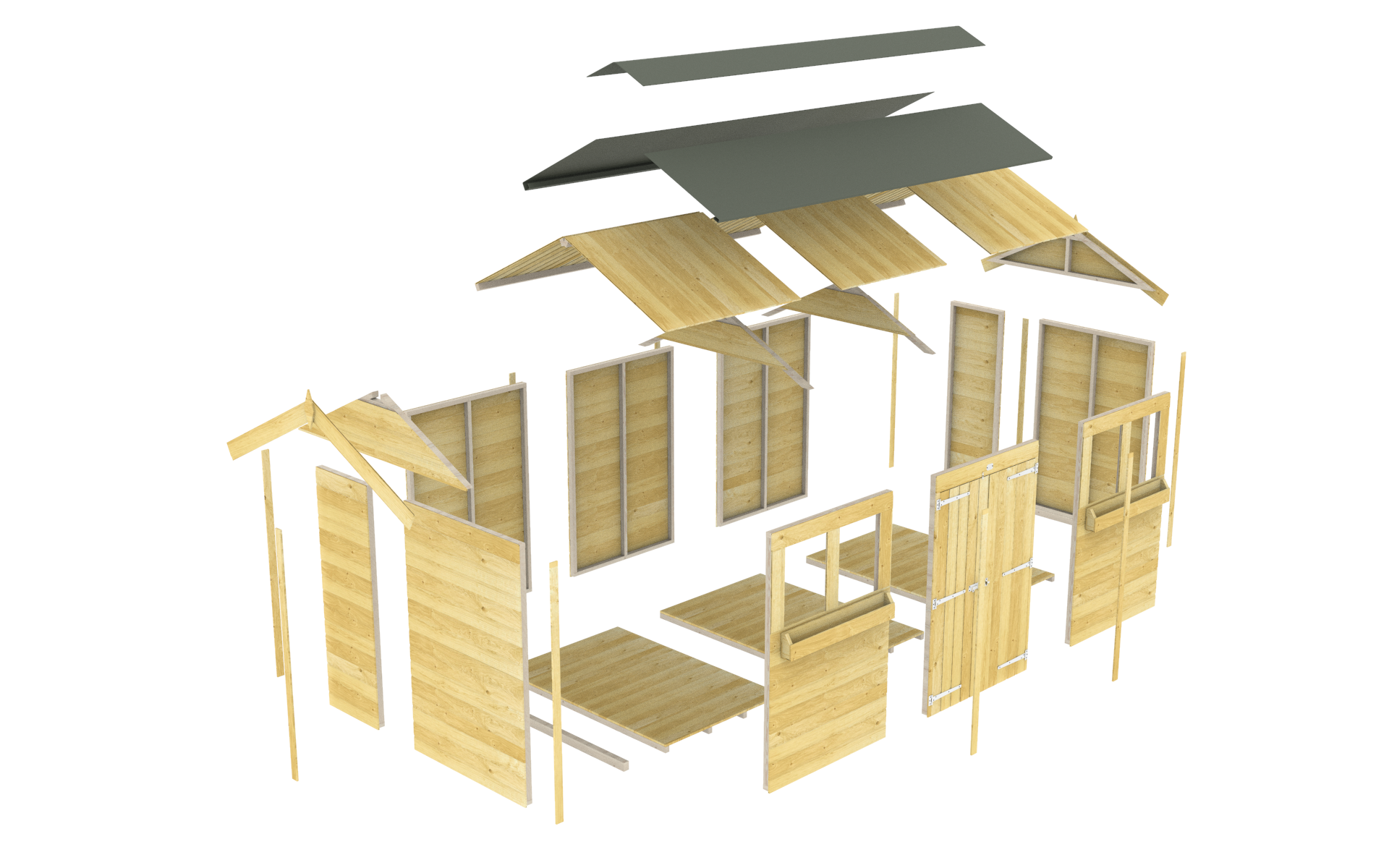 Elmstead Apex Summer Shed Exploded Sections