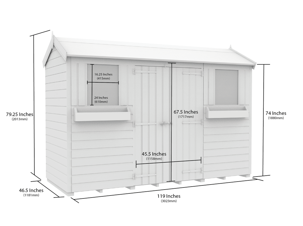 Elmstead Apex Summer Shed Dimensional Drawings