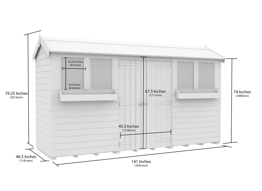 Elmstead Apex Summer Shed Dimensional Drawings
