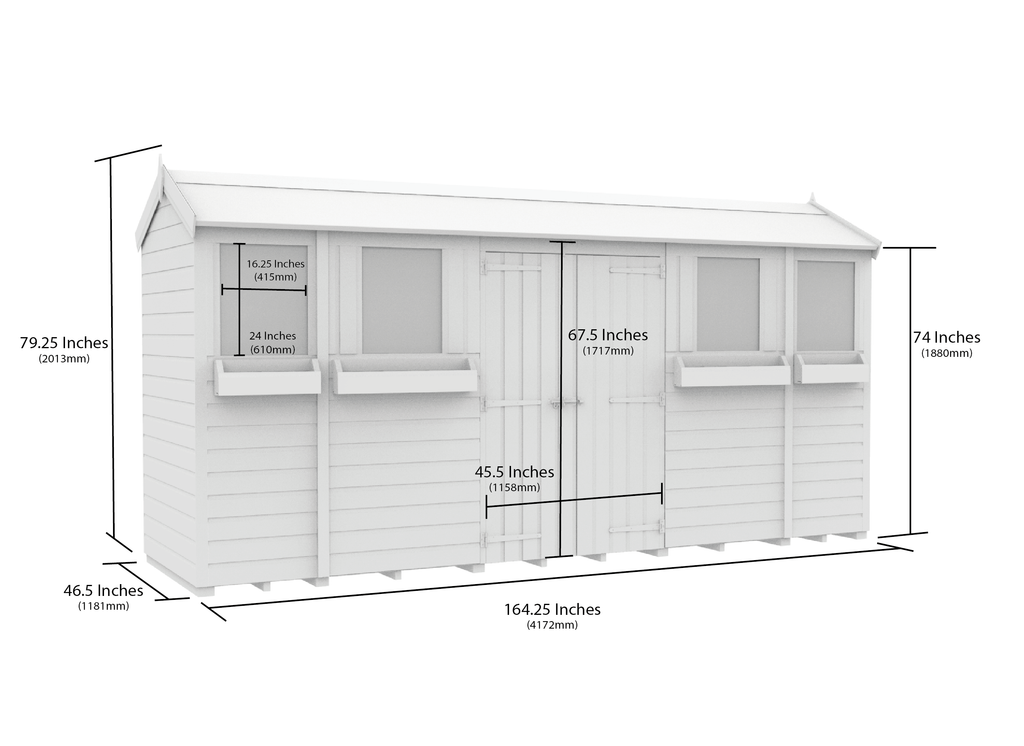 Elmstead Apex Summer Shed Dimensional Drawings