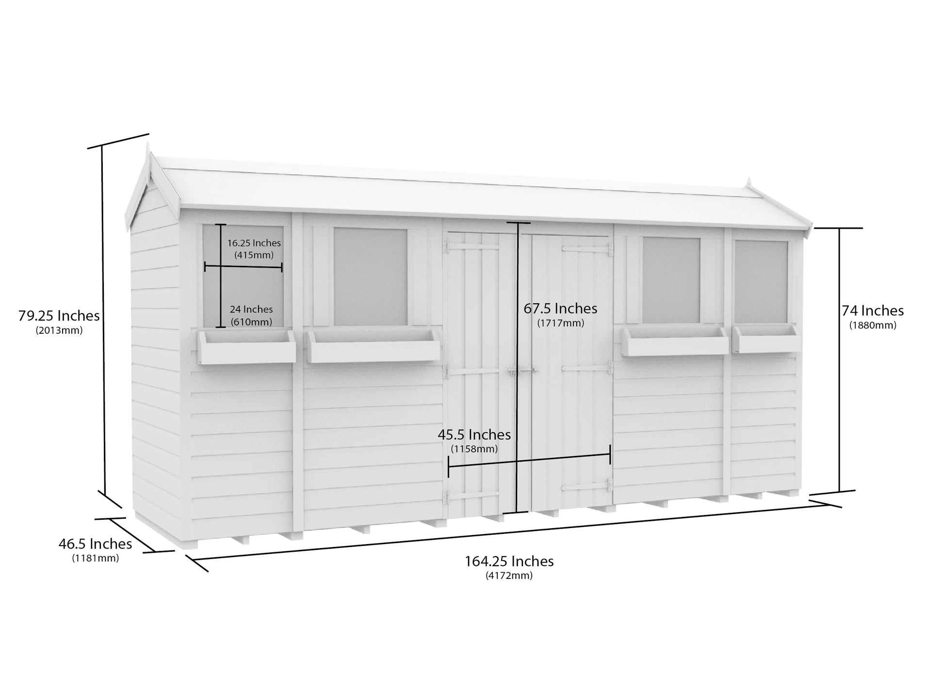 Elmstead Apex Summer Shed Dimensional Drawings