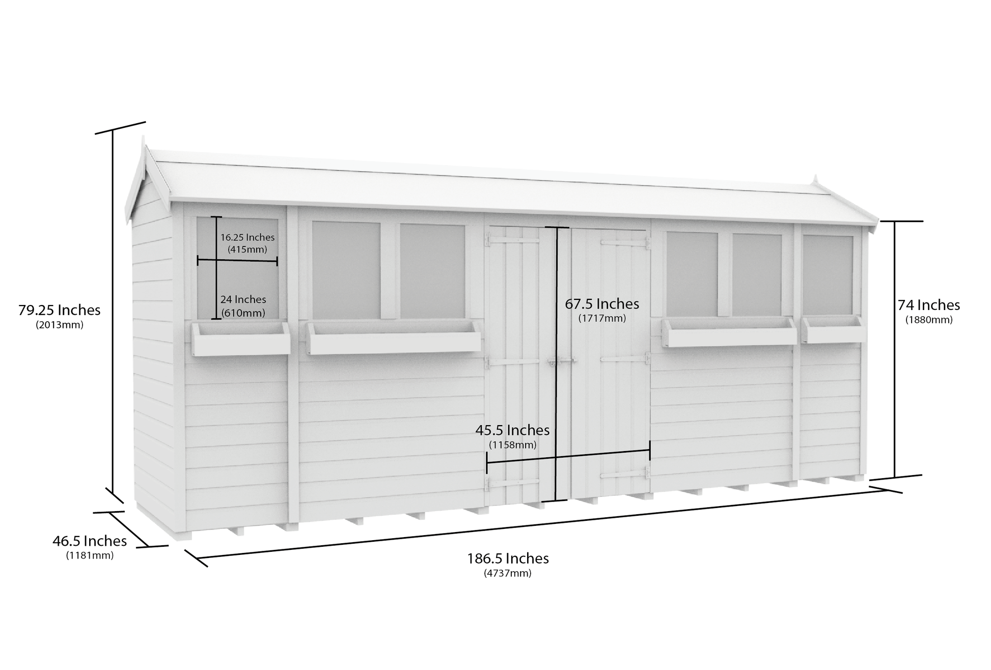 Elmstead Apex Summer Shed Dimensional Drawings