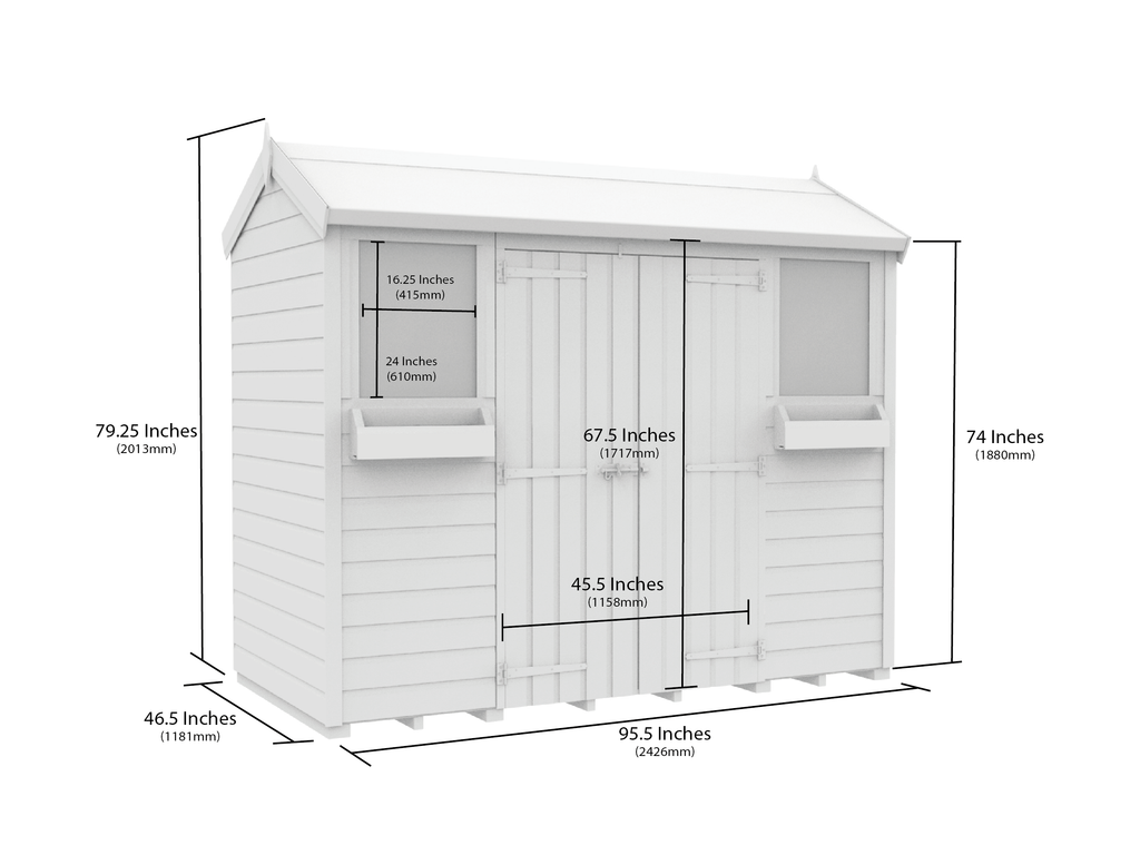 Elmstead Apex Summer Shed Dimensional Drawings