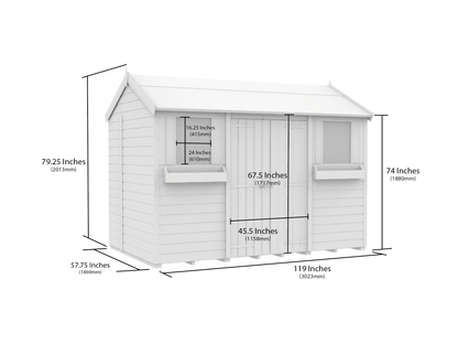 Elmstead Apex Summer Shed Dimensional Drawings
