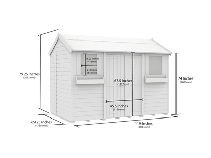 Elmstead Apex Summer Shed Dimensional Drawings