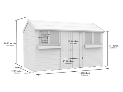 Elmstead Apex Summer Shed Dimensional Drawings