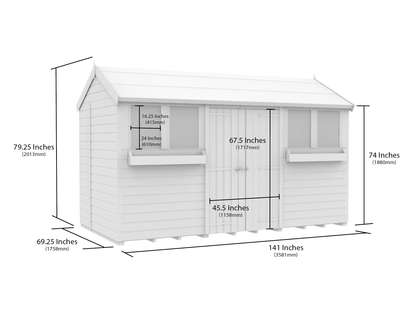 Elmstead Apex Summer Shed Dimensional Drawings