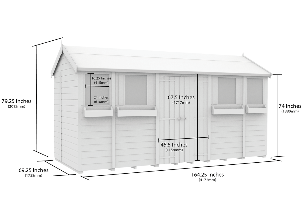 Elmstead Apex Summer Shed Dimensional Drawings