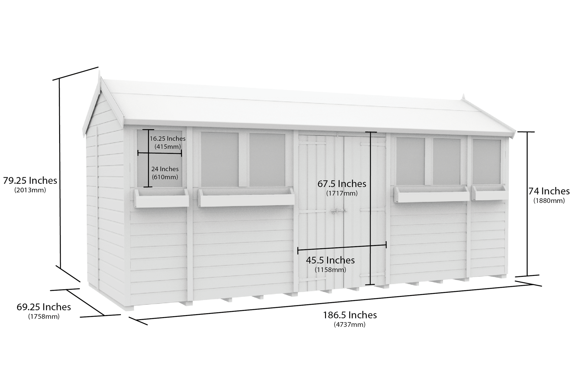 Elmstead Apex Summer Shed Dimensional Drawings