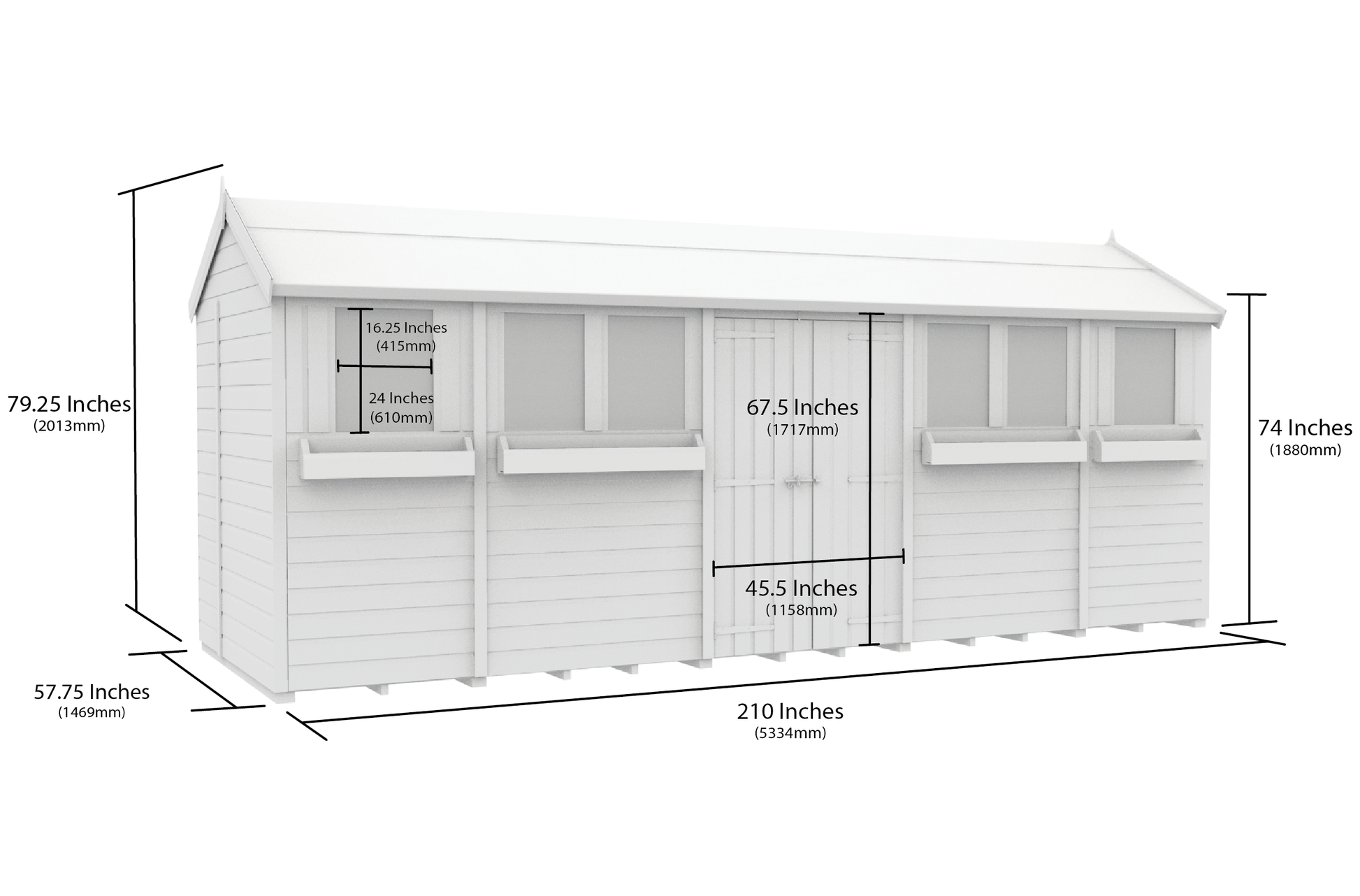 Elmstead Apex Summer Shed Dimensional Drawings
