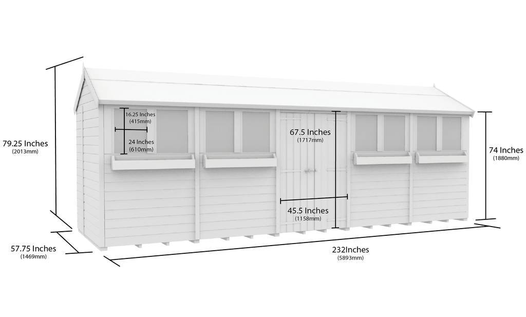 Elmstead Apex Summer Shed Dimensional Drawings