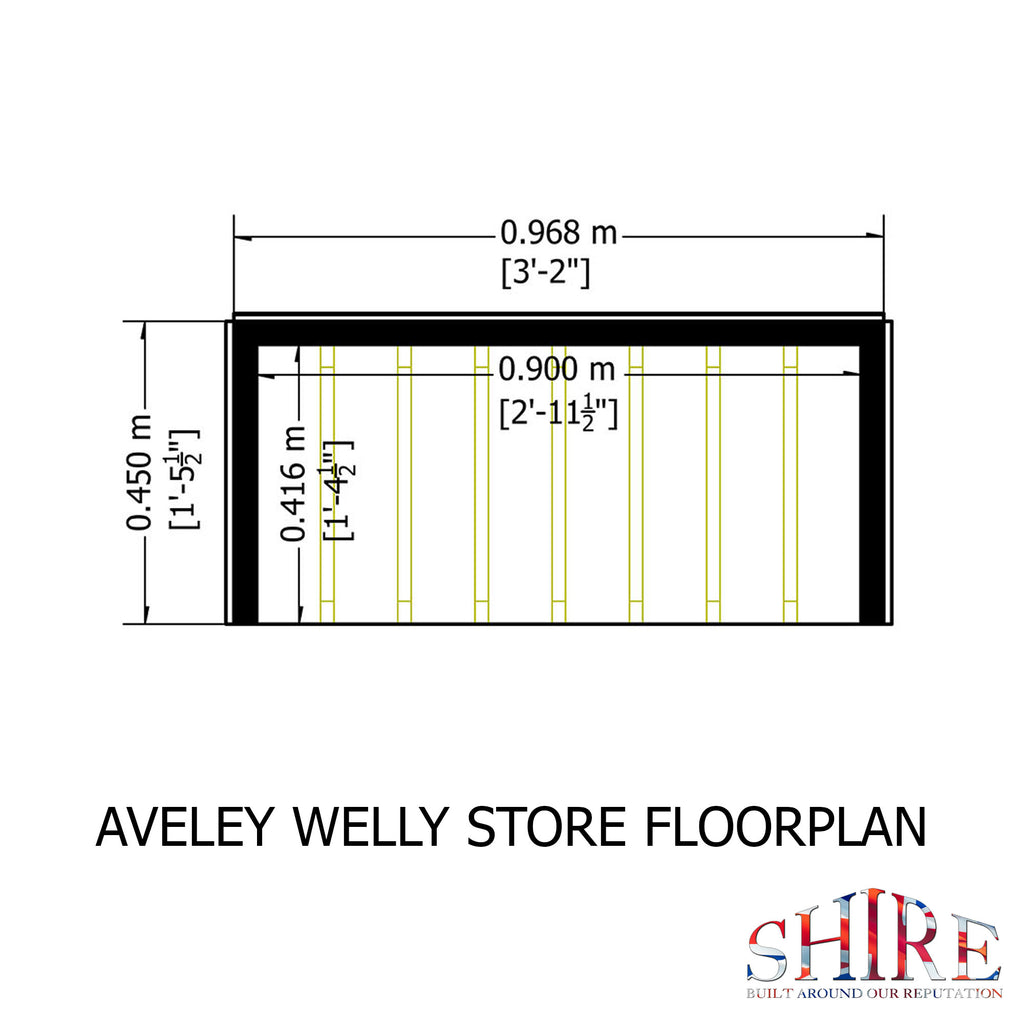 Shire 3x2 Aveley Pent Welly Store - Pressure Treated - Single Height