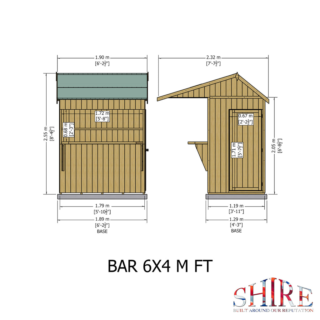 Shire Paradise Garden Bar and Store 6x4 Apex Roof