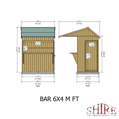 Shire Paradise Garden Bar and Store 6x4 Apex Roof
