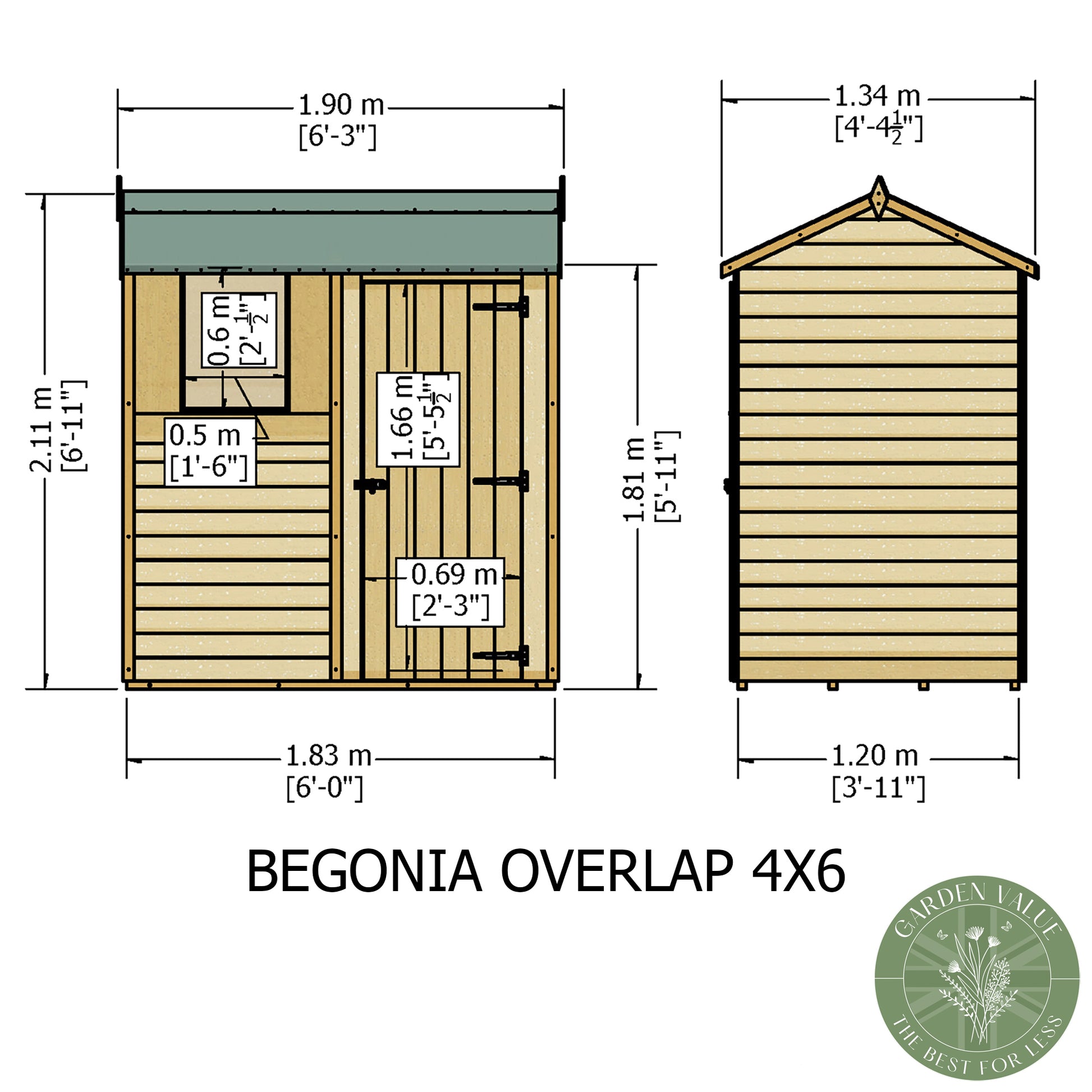 Shire Reverse Apex Dip Treated Amaryllis Overlap Garden Shed 6x4