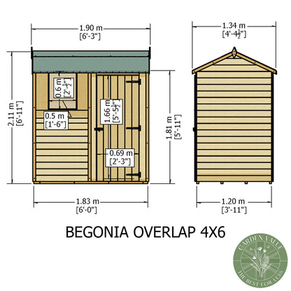 Shire Reverse Apex Dip Treated Amaryllis Overlap Garden Shed 6x4