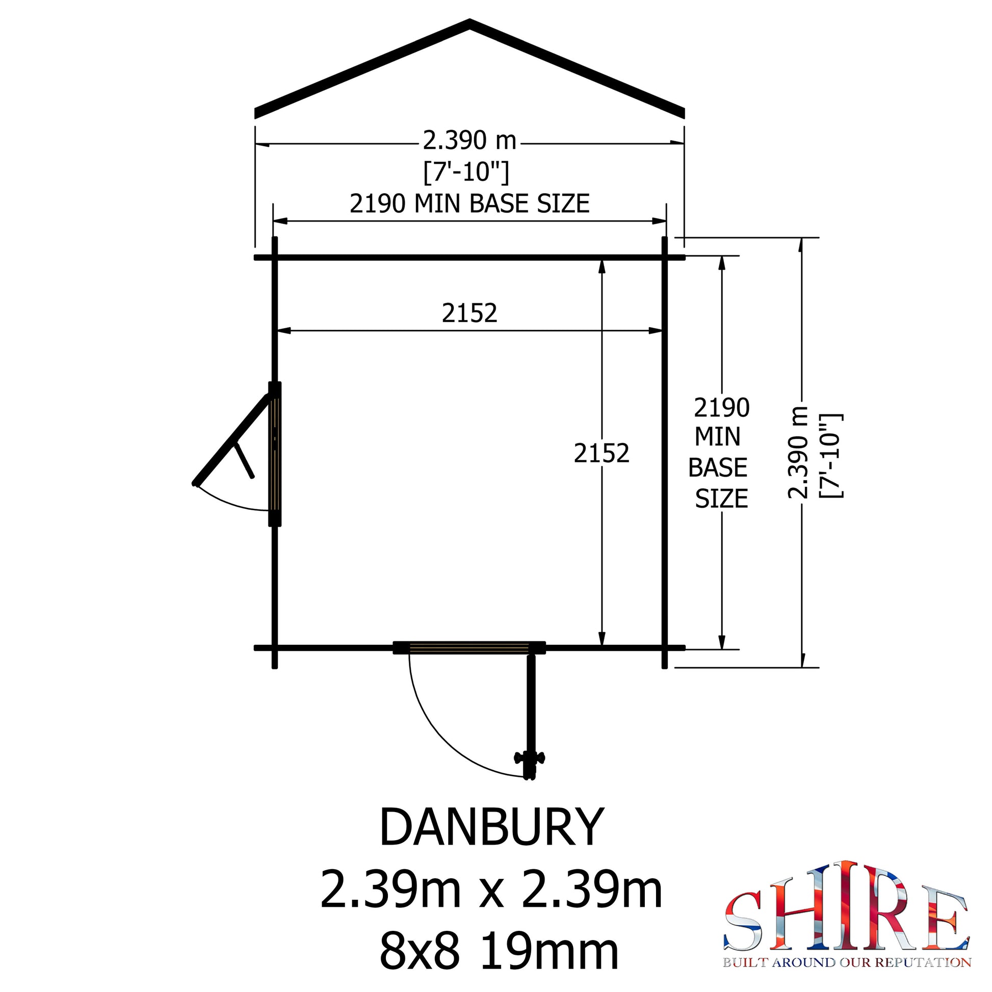 Shire Danbury 19mm Log Cabin 8x8