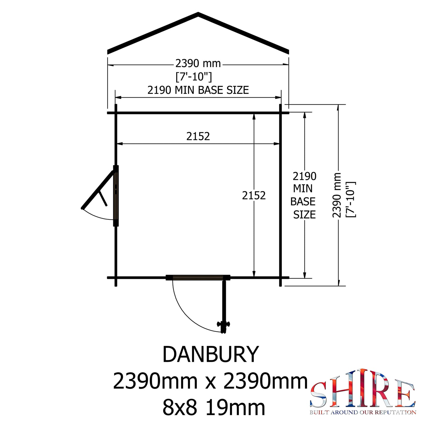 Shire Danbury 19mm Log Cabin 8x8