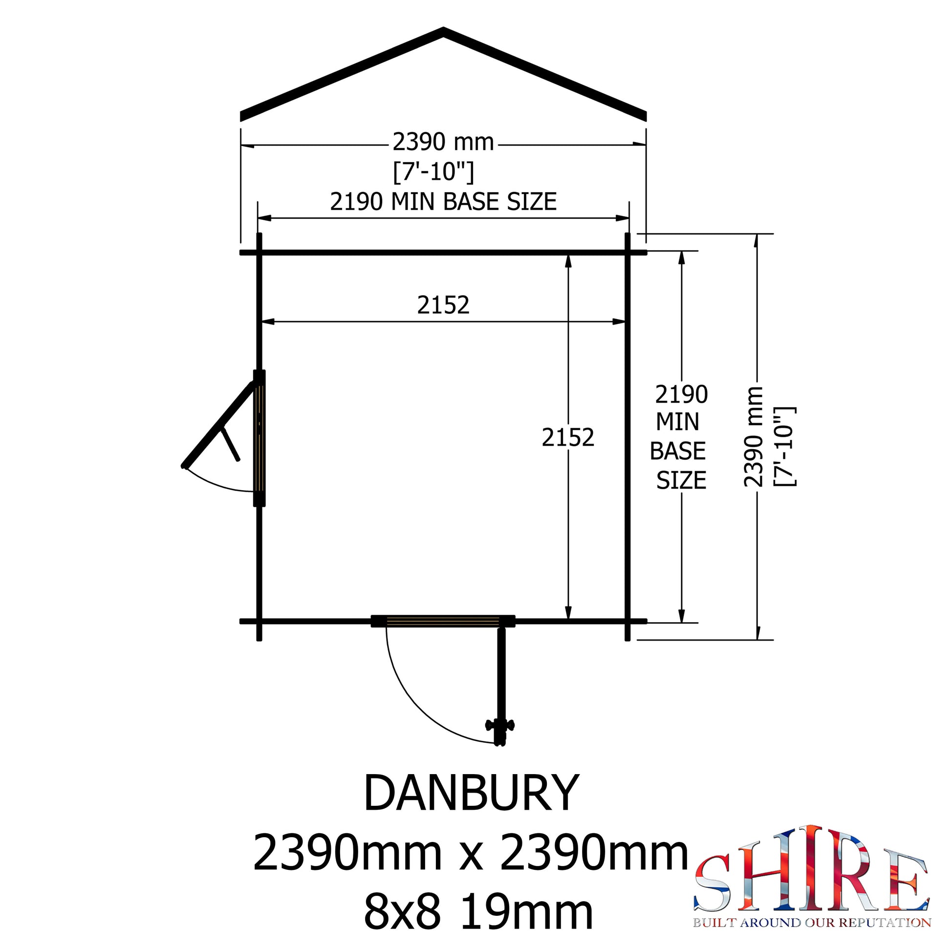 Shire Danbury 19mm Log Cabin 8x8