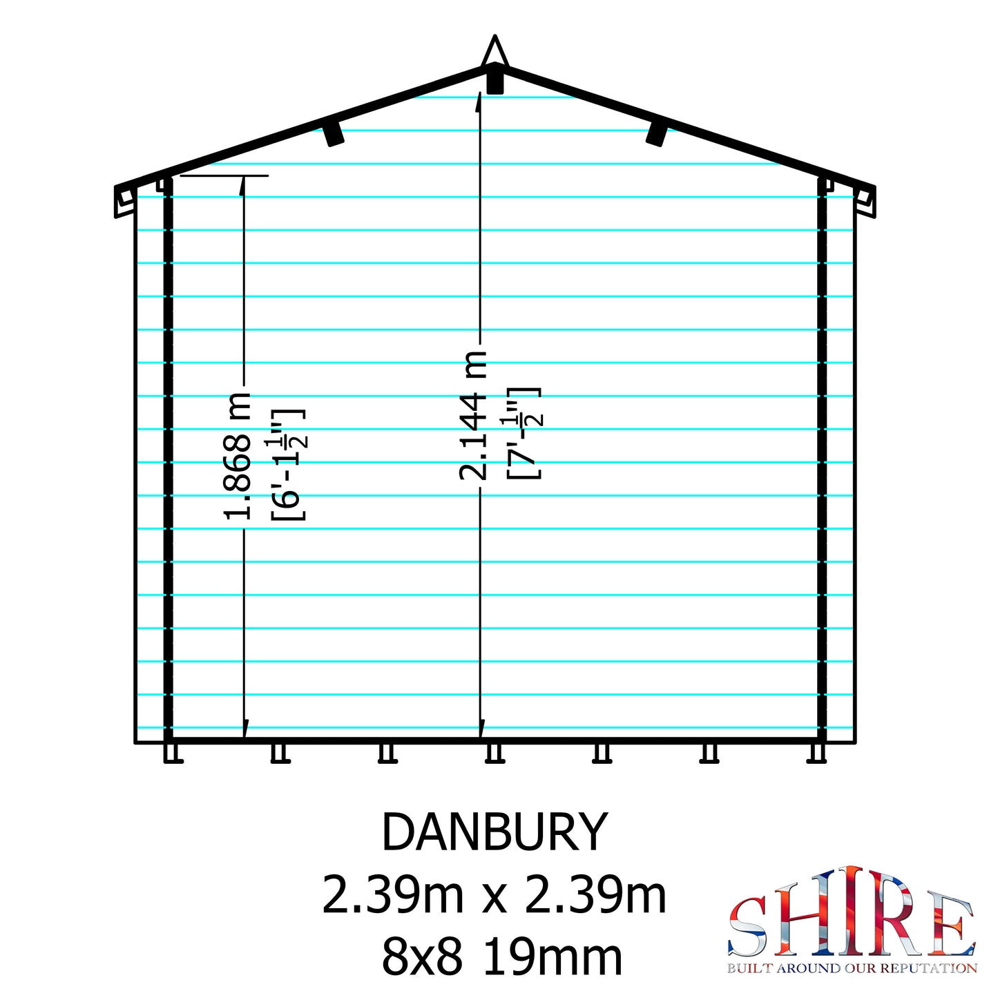 Shire Danbury 19mm Log Cabin 8x8