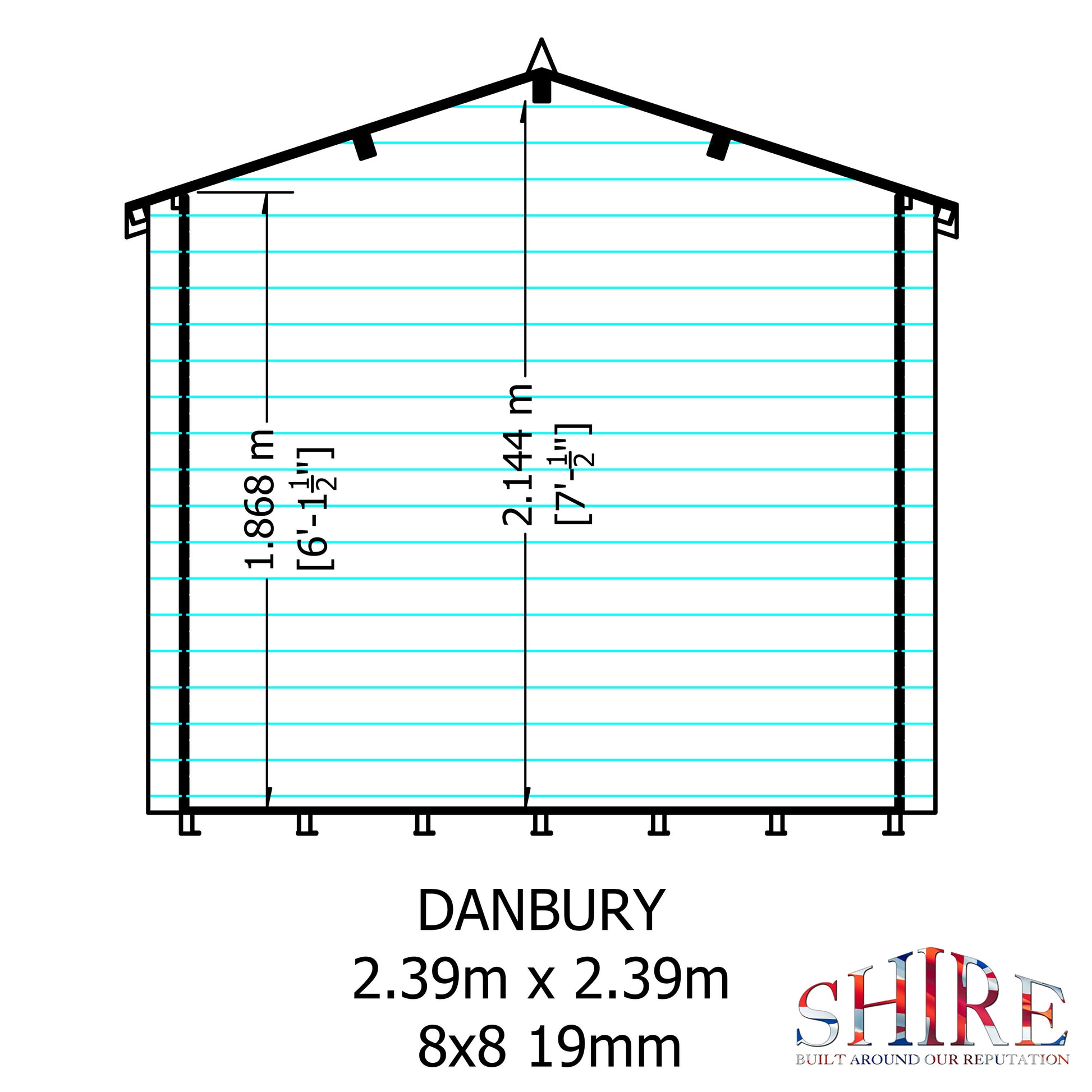 Shire Danbury 19mm Log Cabin 8x8
