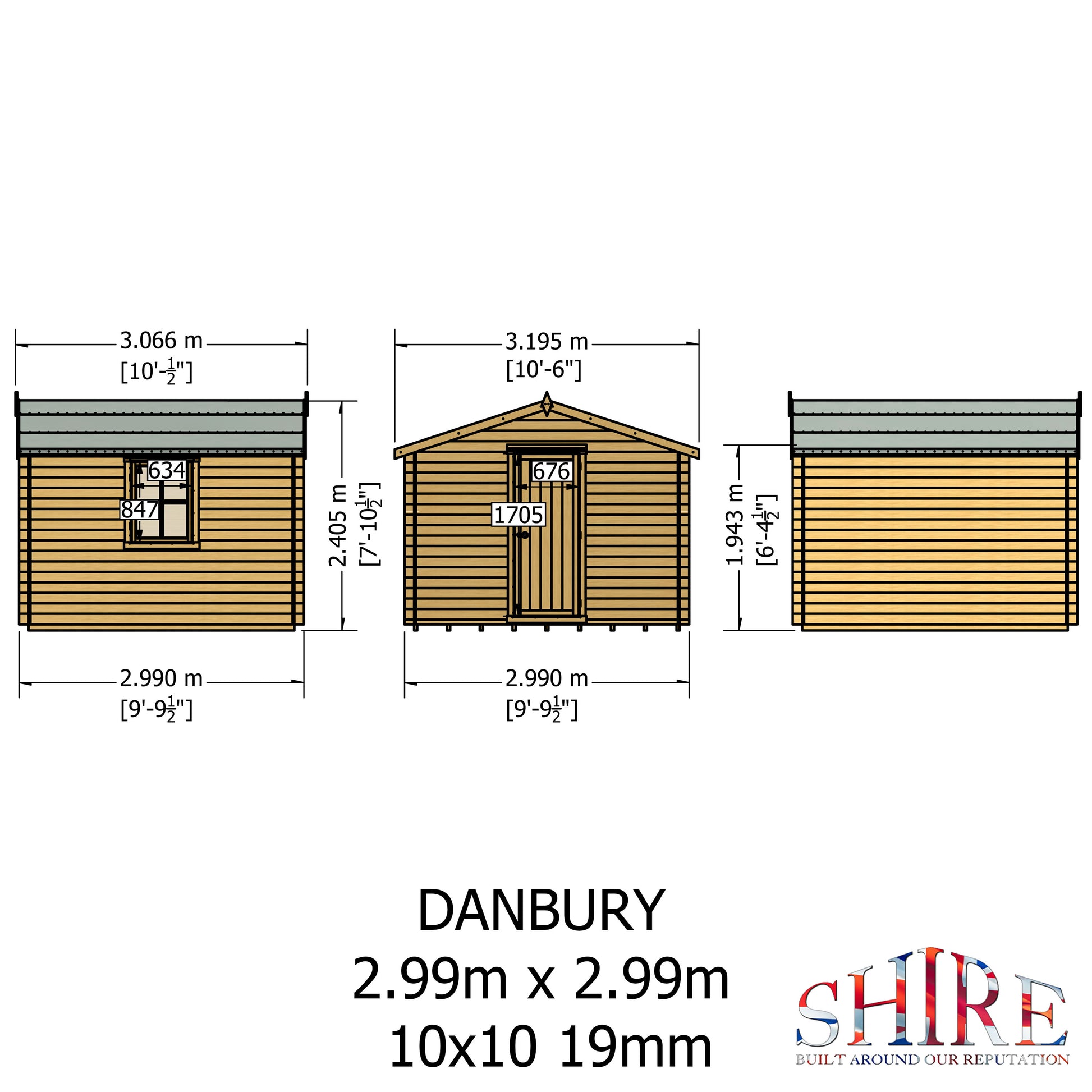 Shire Danbury 19mm Log Cabin 10x10