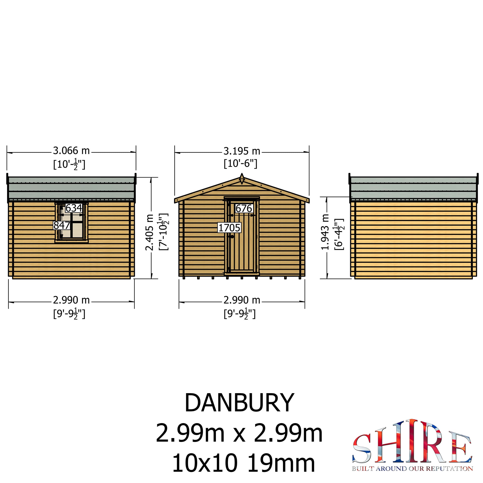Shire Danbury 19mm Log Cabin 10x10