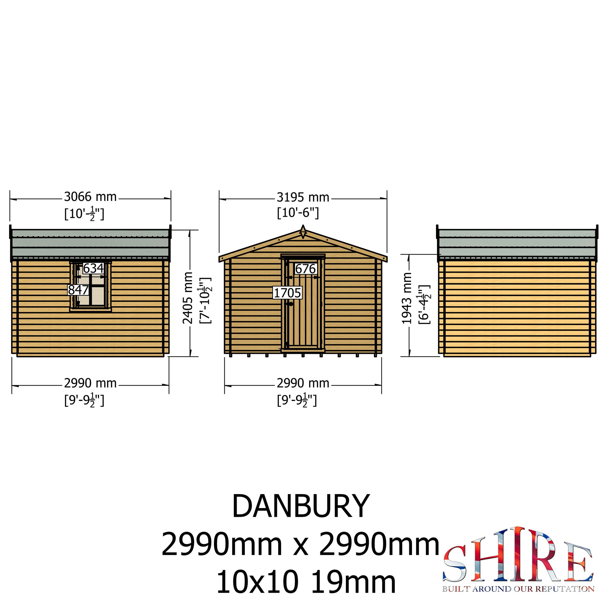 Shire Danbury 19mm Log Cabin 10x10