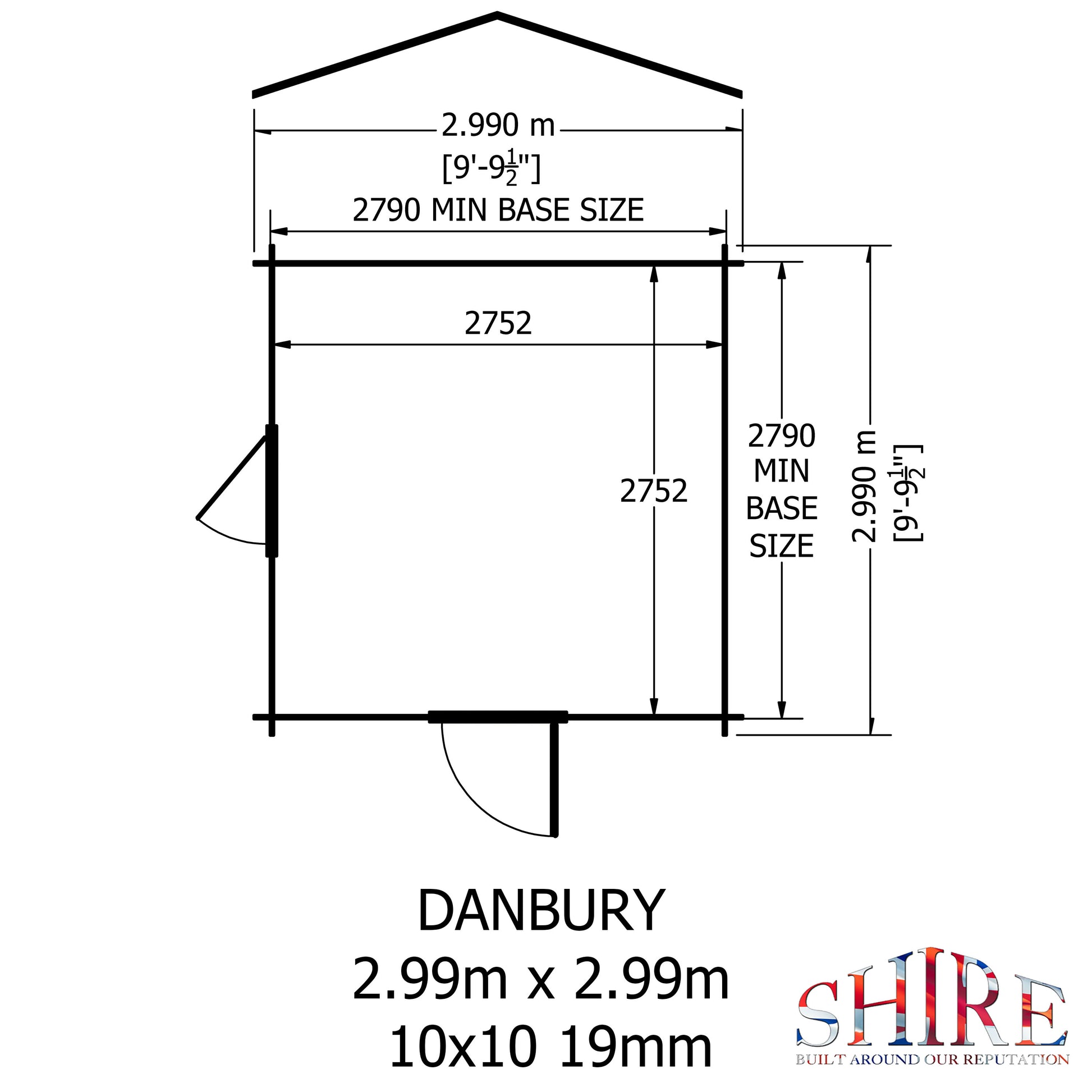 Shire Danbury 19mm Log Cabin 10x10