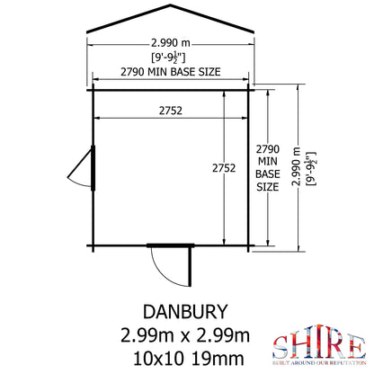 Shire Danbury 19mm Log Cabin 10x10