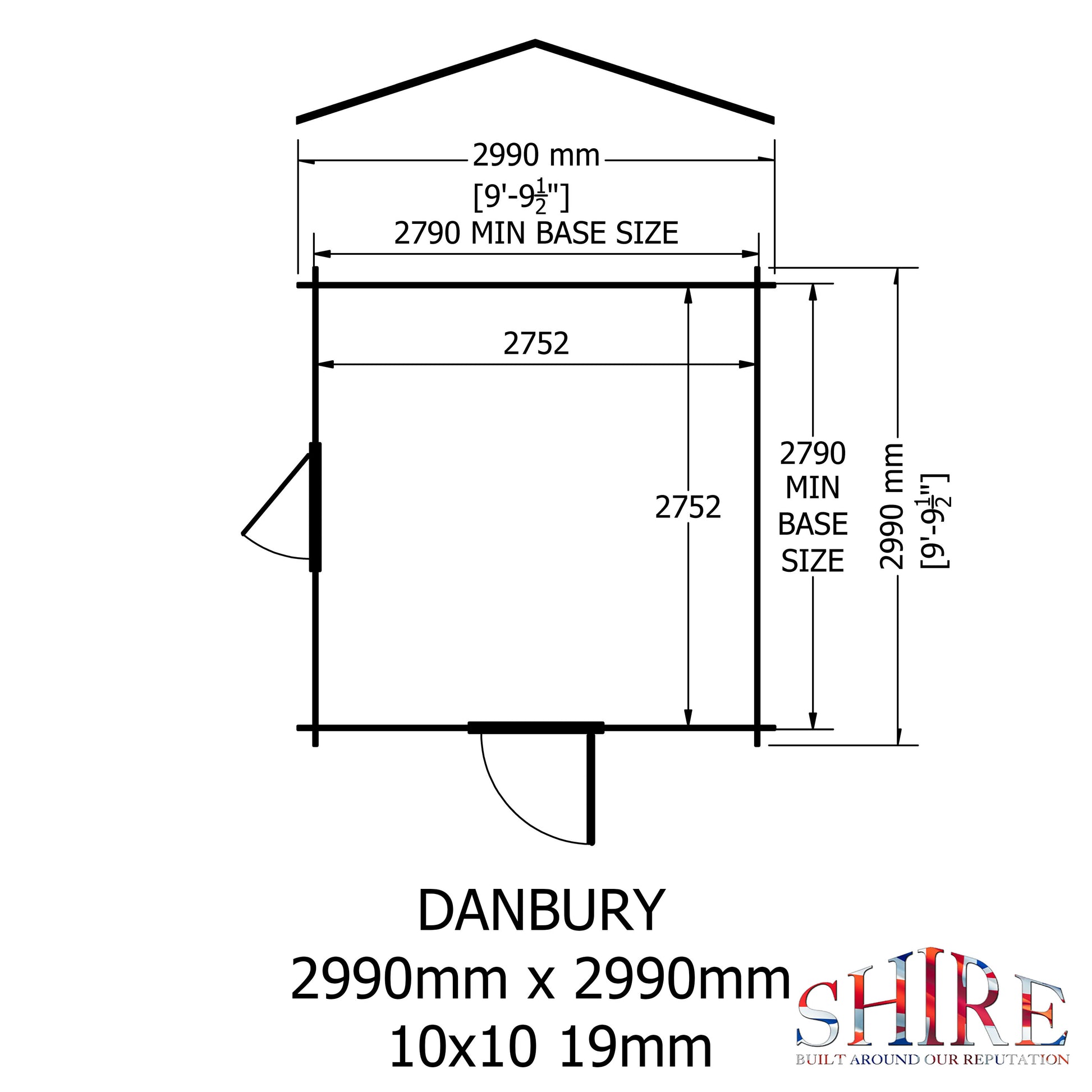 Shire Danbury 19mm Log Cabin 10x10