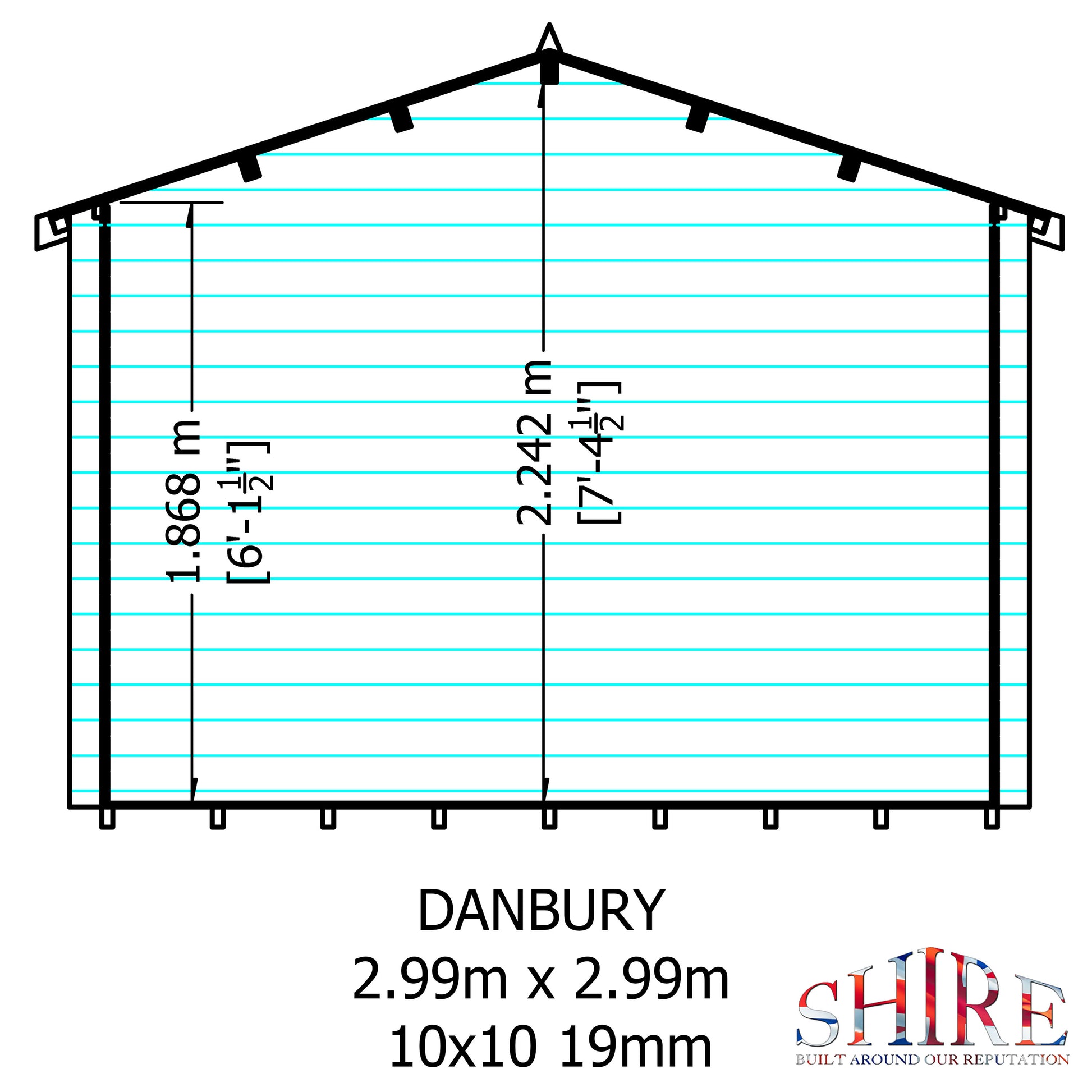 Shire Danbury 19mm Log Cabin 10x10
