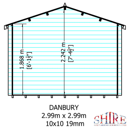 Shire Danbury 19mm Log Cabin 10x10