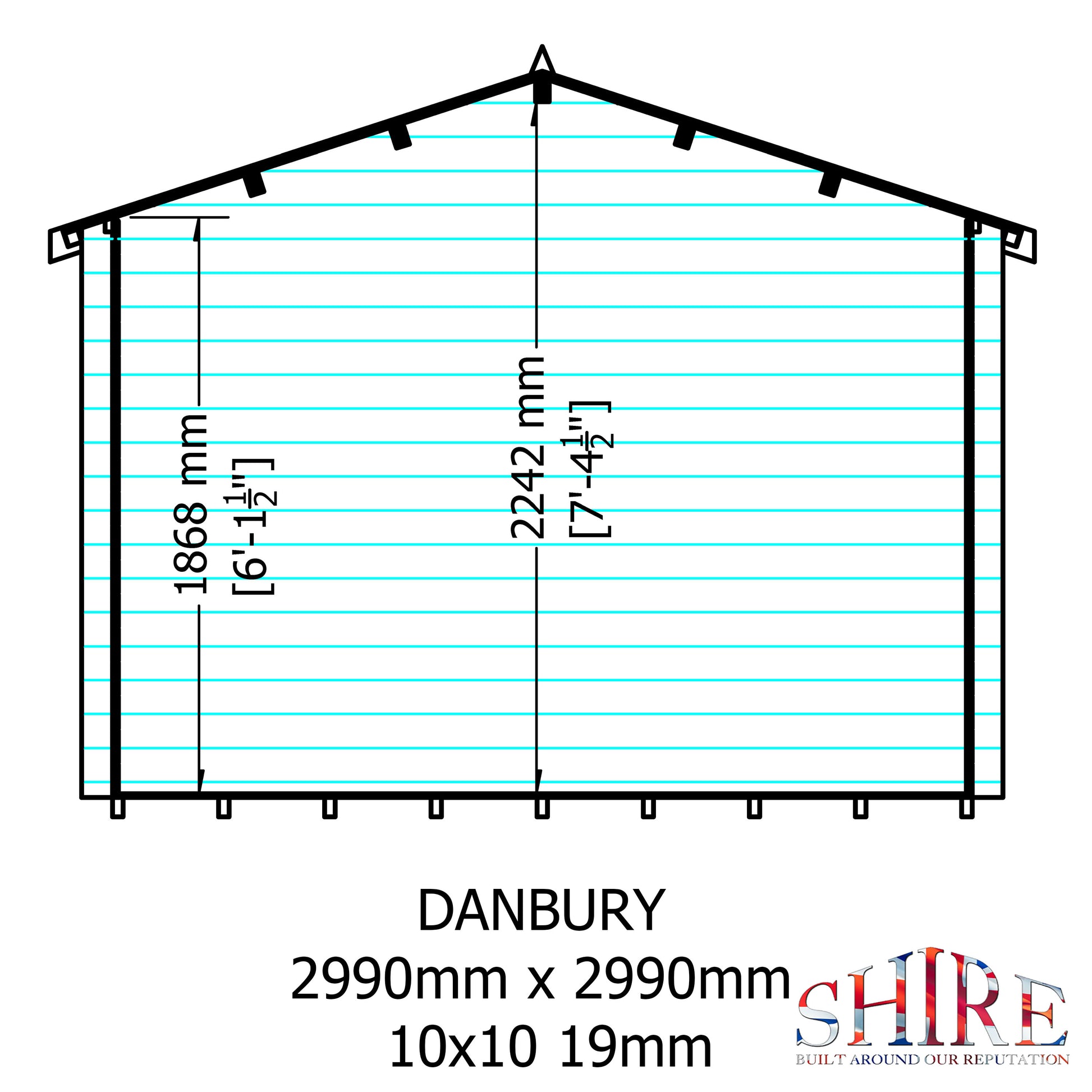 Shire Danbury 19mm Log Cabin 10x10