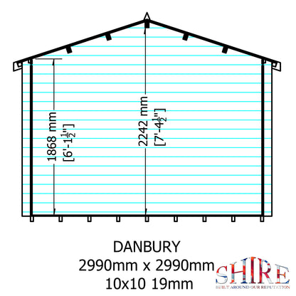 Shire Danbury 19mm Log Cabin 10x10